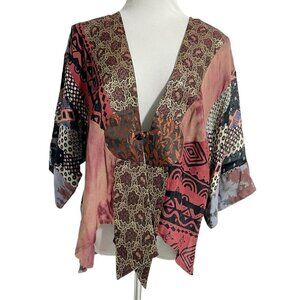 Sterling Styles One Size Kimono Cover Top Blouse Boho Lagenlook